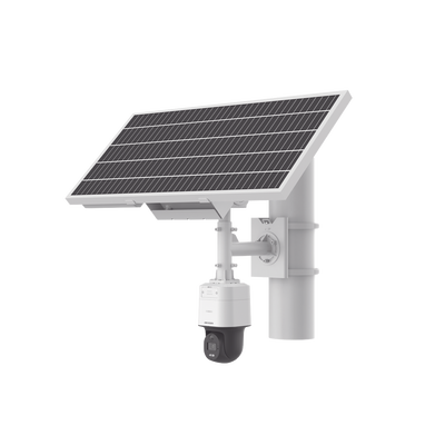 Kit Solar IP All in One / Cámara PT ColorVu 4 Megapixel / Lente 4 mm / Panel Solar / Batería de Respaldo de Litio 23.2Ah (Hasta 24 Días) / Conexión 4G / Accesorios de Instalación