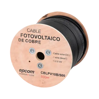 [CBL-PV-10B/500] Carrete de 500 Metros / Cable Fotovoltaico Negro / 6mm² (10AWG) / Material COBRE / 2000 Vcc