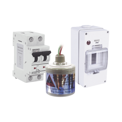 [PL16ACD] Kit de Centro de Carga Para Corriente Directa, Breaker de hasta 800 Vcc de 16 A con Supresor de Descargas Atmosféricas.