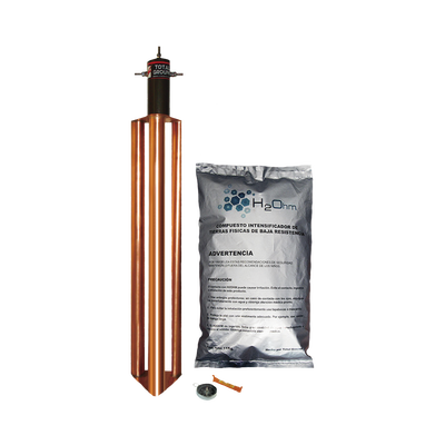 [TG-100-AB] Kit de Puesta a Tierra de 100 Amperes con Electrodo, Filtro y Compuesto H2Ohm